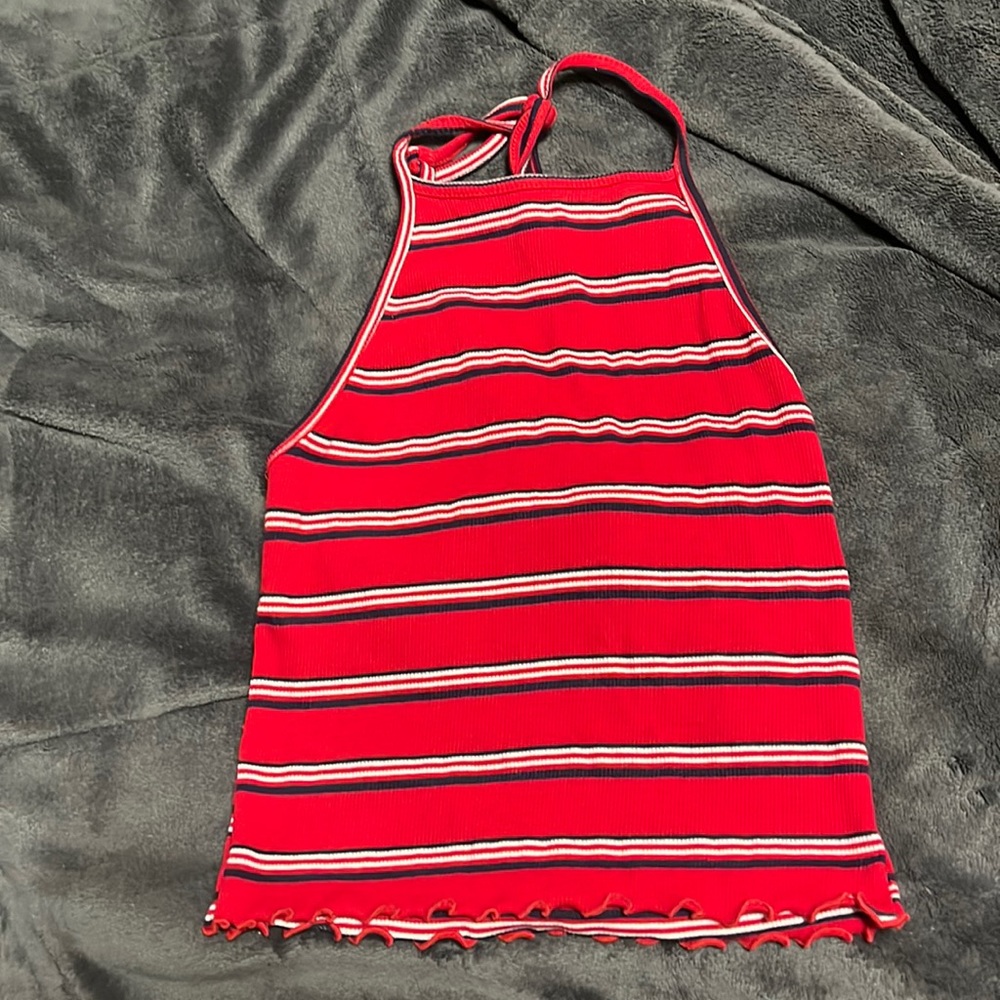 Red striped halter top size small